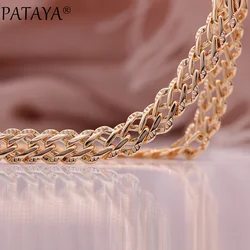 PATAYA New Width 5-7mm Necklace For Women 585 Rose Gold Color Fine Bracelets 19cm Party Fashion Jewelry Necklaces 50/55/60cm