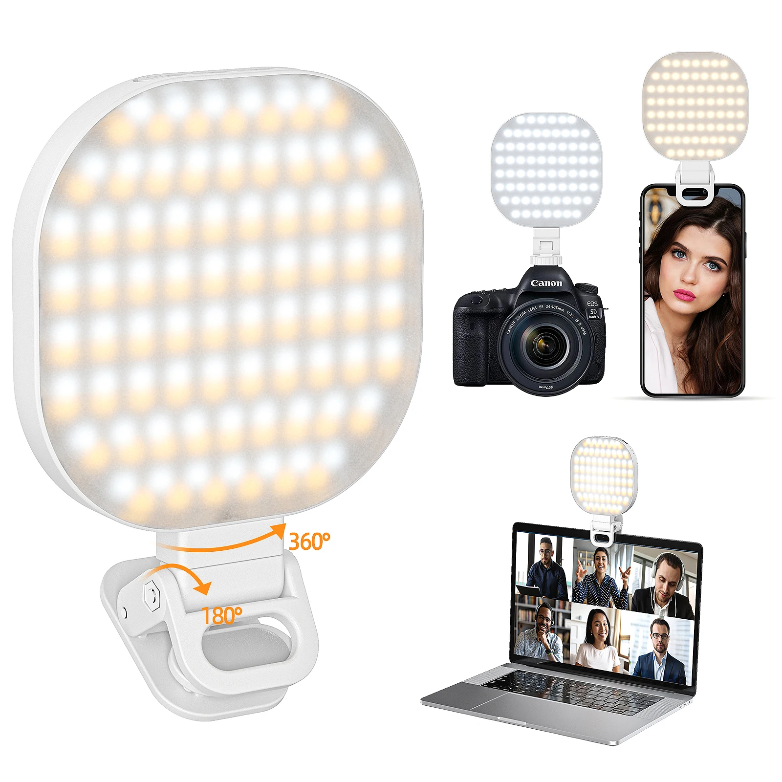 

Selfie Ring Light 142Leds 3 lighting modes Rechargeable 2000mAh Portable LED Video Light for Live Streaming, Video Conferencing