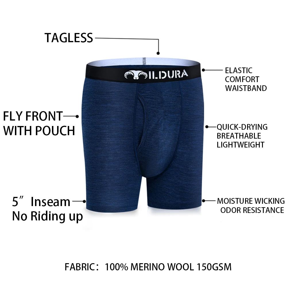 100% Merino Wool Boxer Brief Men Merino Wool Underwear Base Layer Merino Boxer Briefs Underpants Soft Moisture Breathable Comfy - Image 4