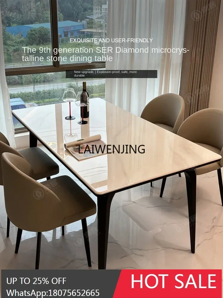 MJY light luxury microcrystalline stone dining table and chairs high-end combination modern simple stone dining table