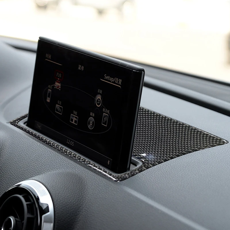 

Car Dashboard Navigation Frame Panel Decoration Cover Trim For Audi A3 8V 2013-2019 Carbon Fiber Sticker Interior Accessories