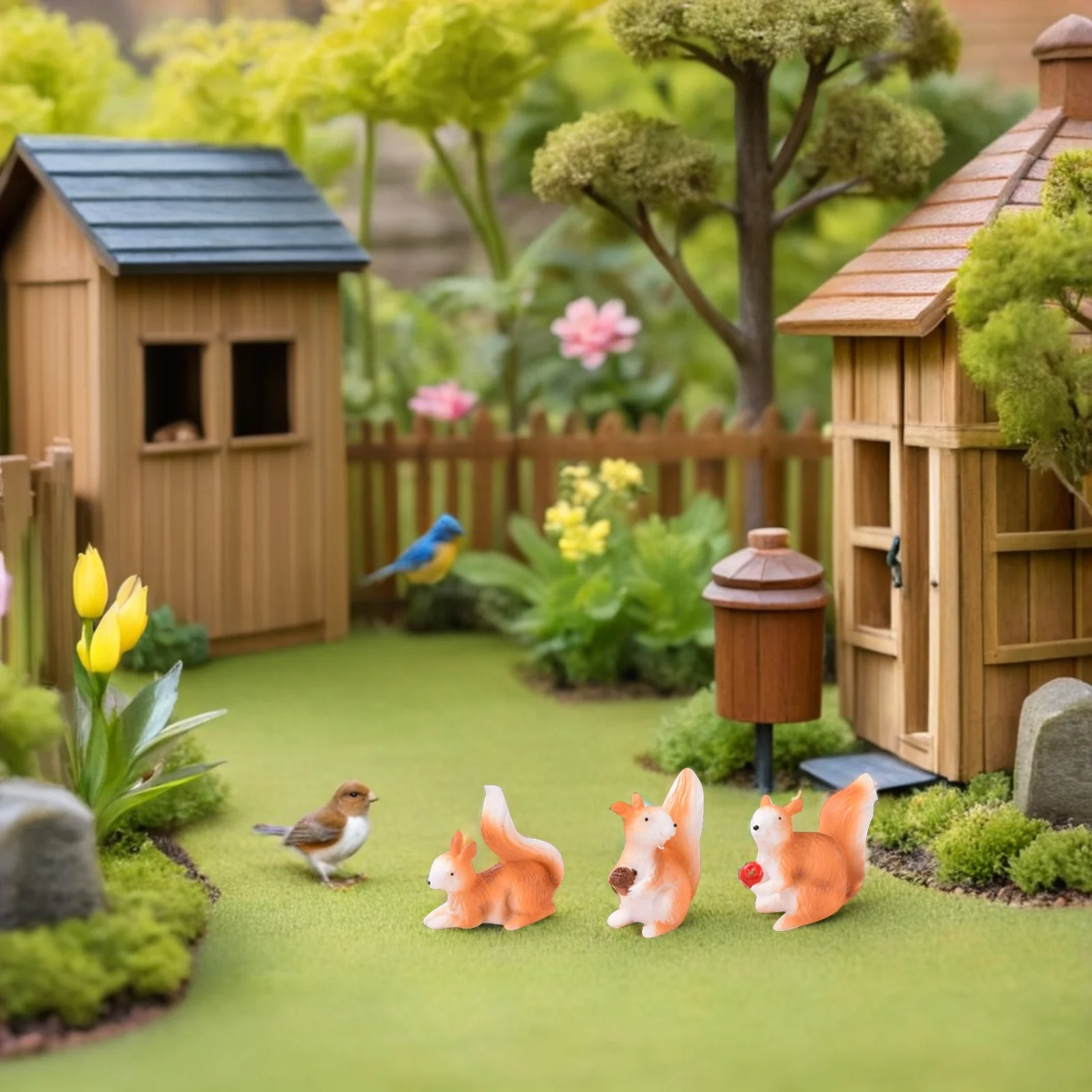 

8Pcs Miniature Garden Moss Plant Decor Resin Small Squirrel Craft Ornaments Fairy Garden Table Decoration Squirrel Shape Decor