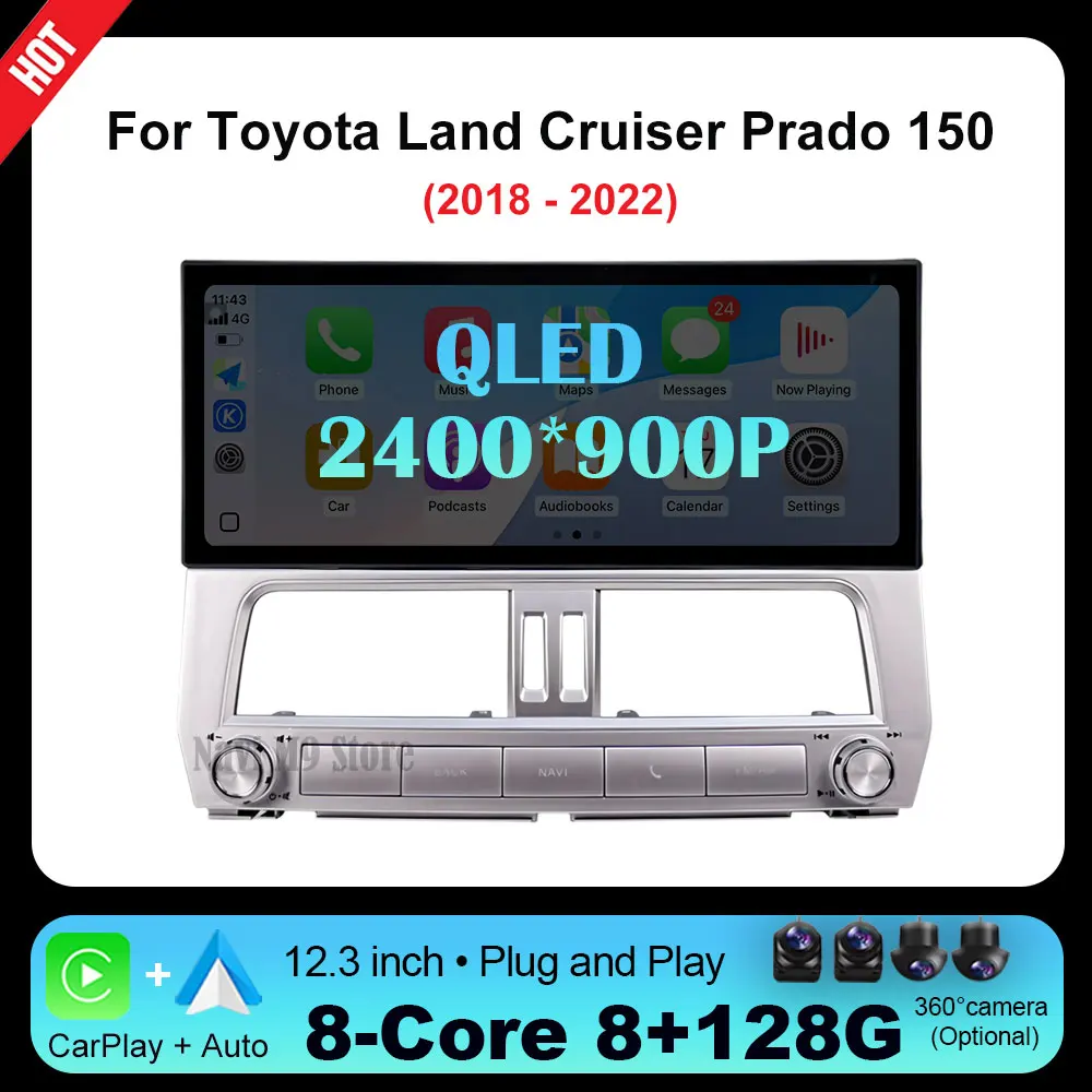 

Android14 For Toyota Land Cruiser Prado 150 2018 - 2022 Navigation GPS CarPlay Auto Car Radio Multimedia DSP Stereo Navi GPS BT