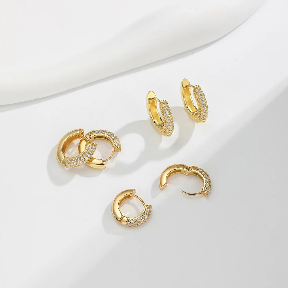 BenS classical round small hoop earrings Brass cubic zirconia hoop earrings Gold Plated Huggie Earrings Jewelry wholesale E54