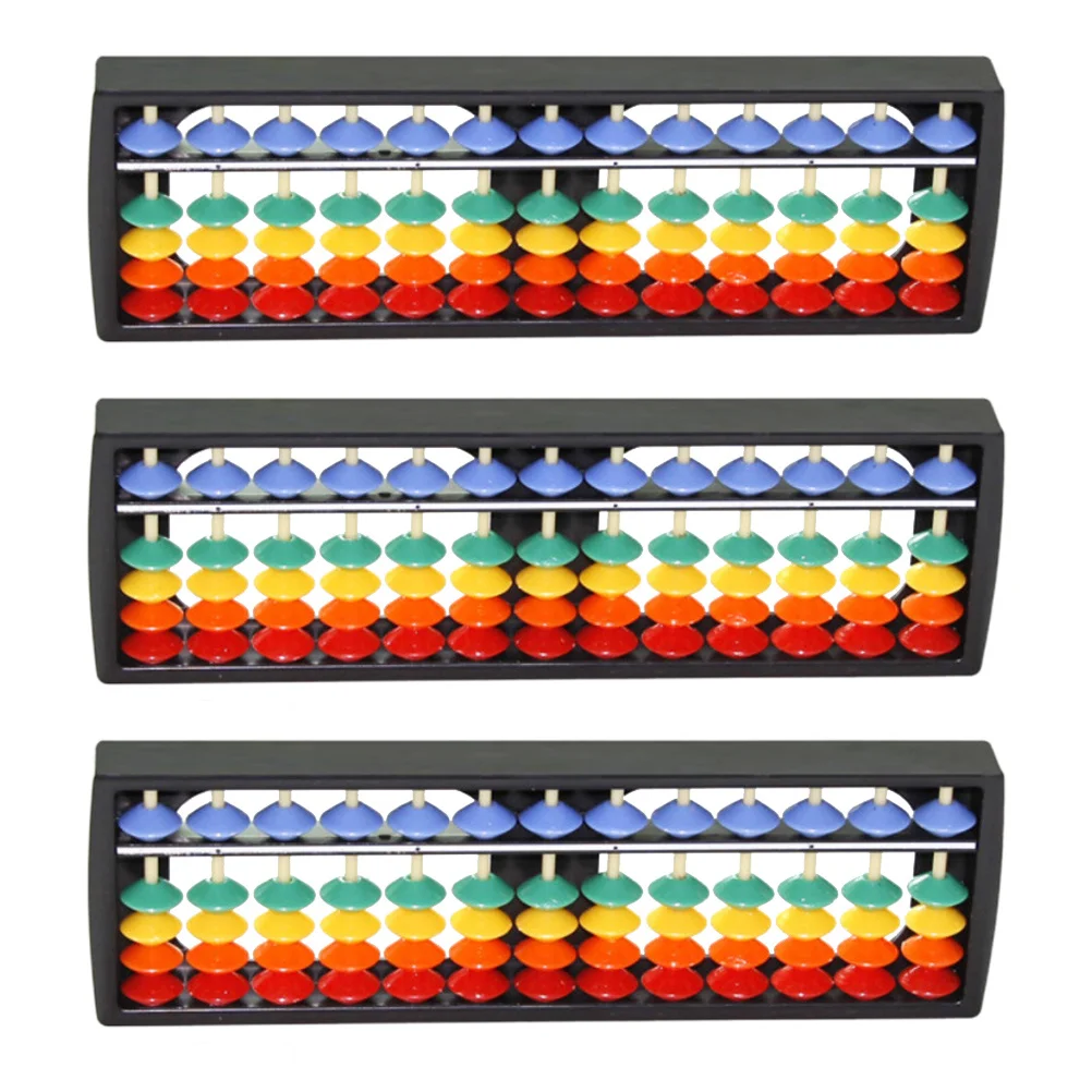 3 Stücke Kunststoff Abacus Braune Perlen Langlebige 13-stellige Stangen Arithmetik Abacus Pädagogisches Zählwerkzeug Kinder Mathematik Lernen