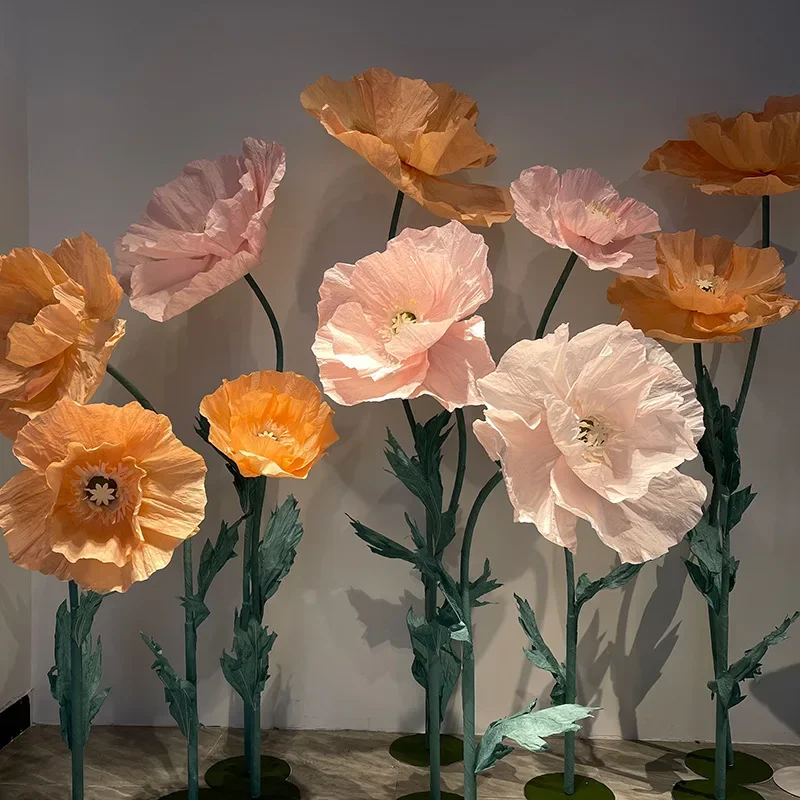 

Bulk Purchase Available Giant Floral Decor Using Faux Giant Paper Flowers and Organza Flowers on Stands for Dream Weddings