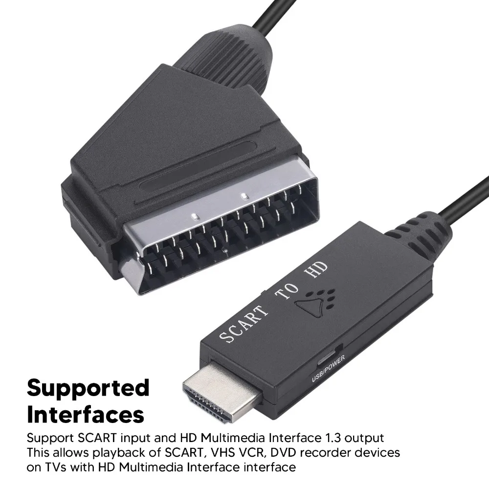 HD 1080P SCART to HD Multimedia Adapter Plug and Play SCART to HD Multimedia Interface Converter Video Connection Cable HD Video