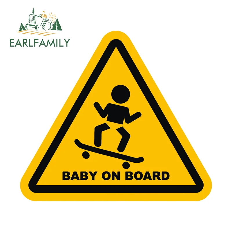 

EARLFAMILY Baby On Board Sign Car Stickers Funny Stick Figure Shape Caravan Decal DIY Accessories Occlusion Scratch Car Label