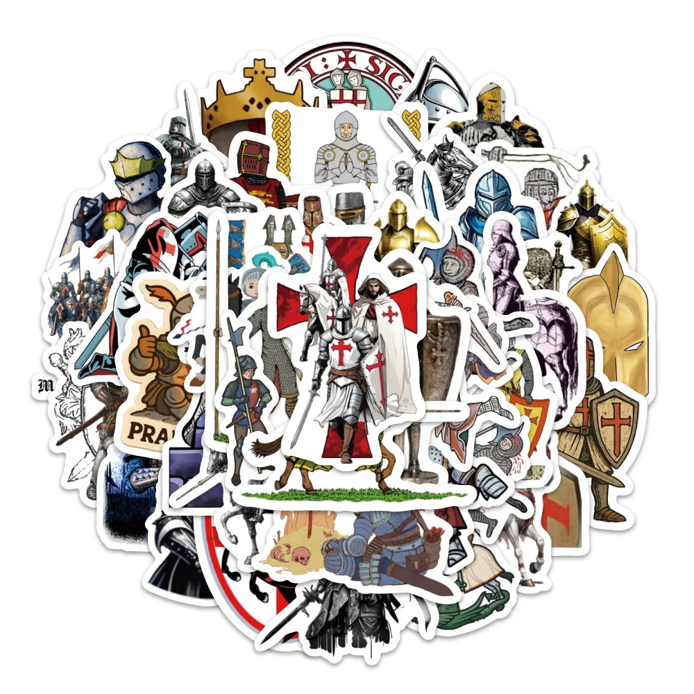 

10/30/50PCS Cool Medieval Knight Doodle Retro Stickers Cartoon Cool Creative Decoration Phone Case Notebook Decal Toy Gift