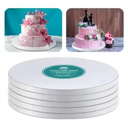 5Pcs/Set 8/10/12-Inch Cake Board Greaseproof Non-stick Food Grade Thick Corrugated Paper Cake Base Holder Plate Baking Supplies