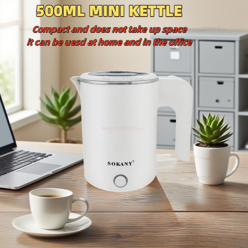  500ML Portable Travel Electric Kettle Tea Coffee Stainless Steel Water Boiler Pot For Hotel Family Travel kitchen Smart kettle 