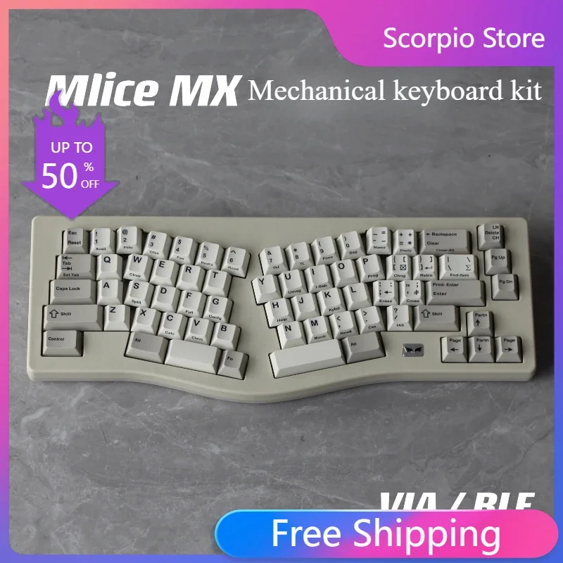 

Mlice66 Keyboard Kit Alice Mechanical Keyboard Ergonomics Custom MX Hot Plug Wireless Spt Bspace Kit Gasket Pom Plate QMK VIA