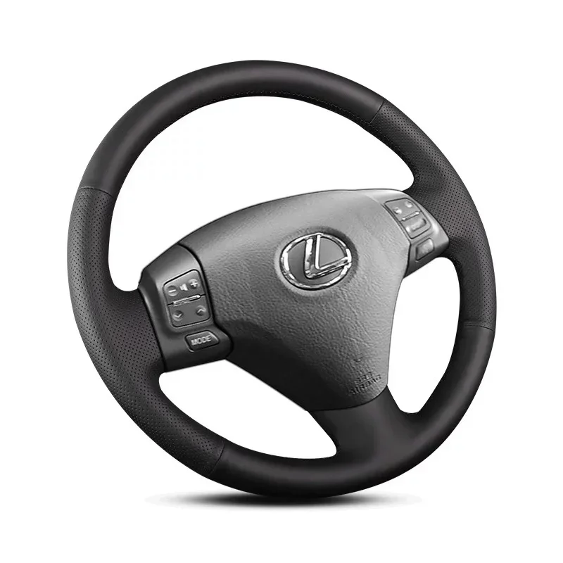 

DIY Hand Sewn Black Non-slip Leather Steering Wheel Cover Interior Handle Cover for LEXUS GS300 2005 Accessories