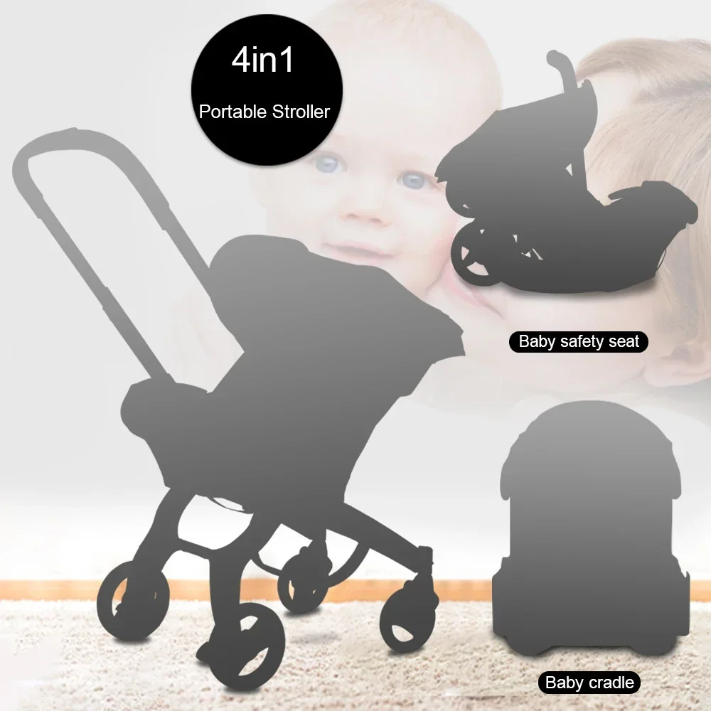 Hot sel Stroller Baby 4 in 1 Trolley Newborn Baby Car Seat Stroller Travel Pram Stroller Baby Bassinet Pushchair Carriage Basket