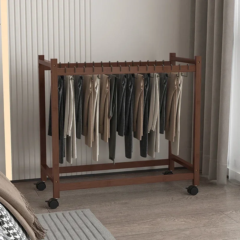 

Movable Wooden Pants Organizer, Heavy-Duty Garment Rack, Smooth Finish Trousers Hanger, Large Stable Clothing Stand