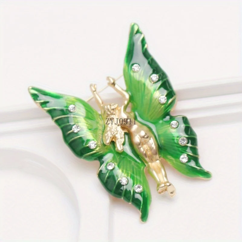 *Vintage grüne Schmetterlings-Brosche für Damen, luxuriöse Anstecknadel, exquisite Palast-Stil-Abzeichen-Corsage