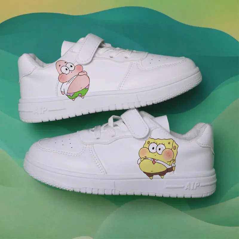 SpongeBob Schwammkopf Velcro Top Leinwand mit hochwertigen Schuljungen und Mädchen Mode Internet Promi trend ige Frauen Kinderschuhe