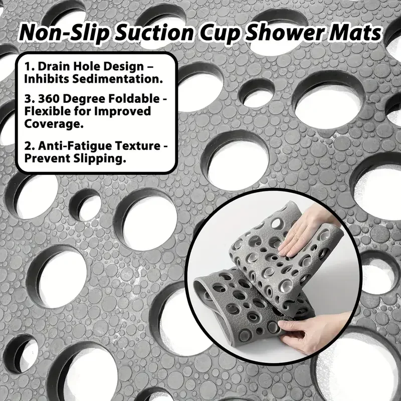 TPE Bathroom Non-slip Mat Round Hole Leakage With Suction Cup Safety Massage Non-slip Floor Mat Bathing Foot Mat Large Size