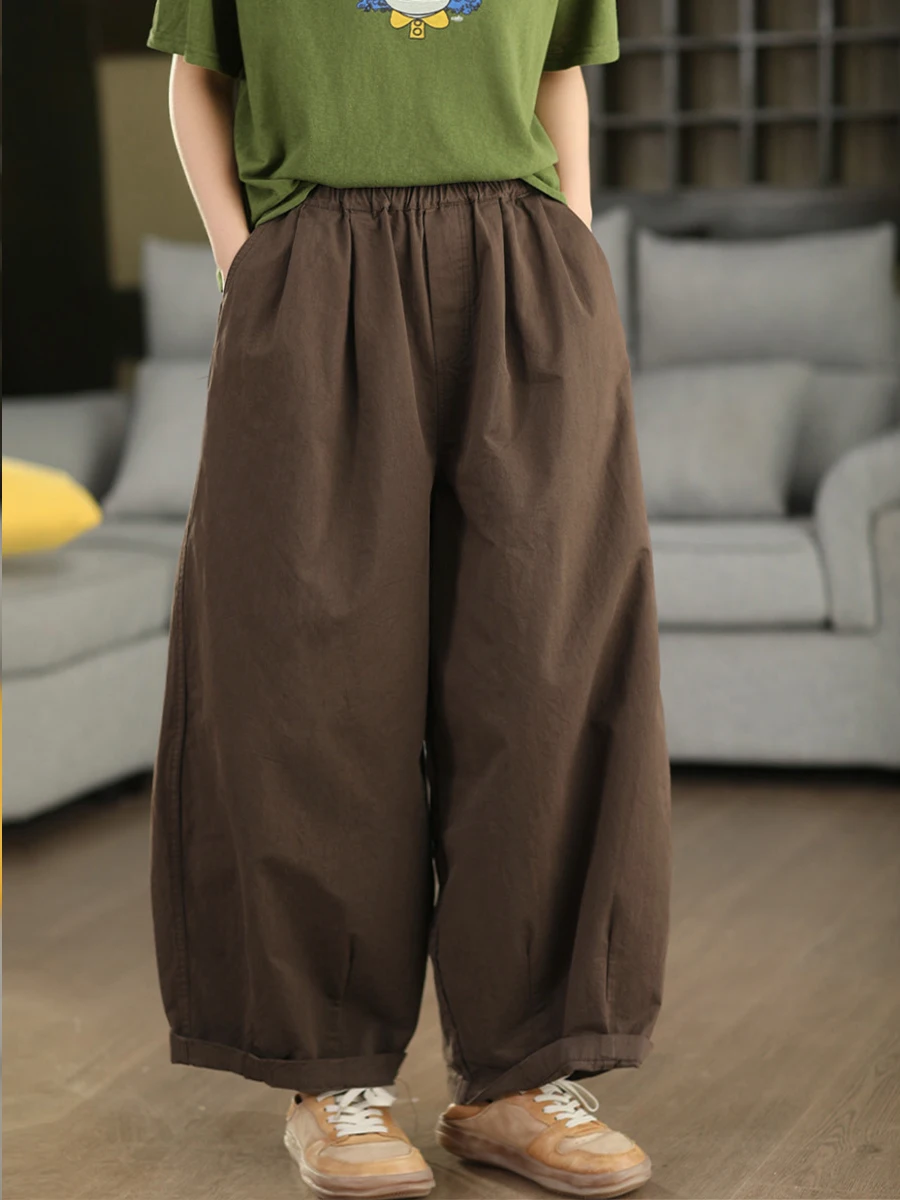 

Повседневные хлопковые брюки с широкими штанинами, женские утягивающие брюки-баллоны, универсальные длинные брюки в ретро-стиле, удобные, для весеннего сезона