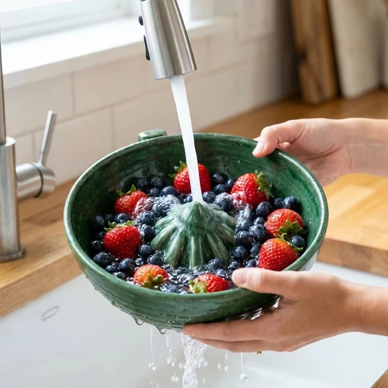 Automatic Swirl Fruit Washing Drain Bowl Quick Drain Plastic Fruit Washing Machine Large Capacity Berry Strainer Basket
