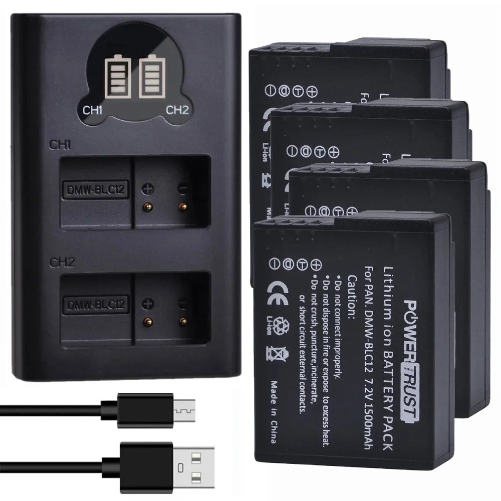 DMW-BLC12 Battery/ USB Charger for Panasonic DMC GH2 G5 G6 V-LUX4 DMC-GH2 FZ1000 FZ200,Leica BP-DC12 V-Lux 4,Leica Q,Sigma BP-51