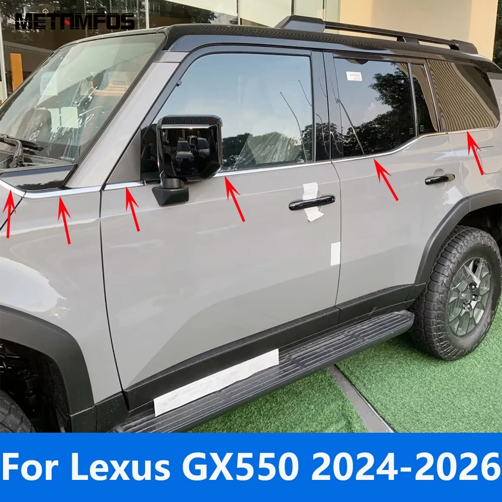 

Для Lexus GX550 2024 2025 2026, нижняя часть порога из нержавеющей стали, рамка окна, накладка, наклейка, аксессуары, Стайлинг автомобиля