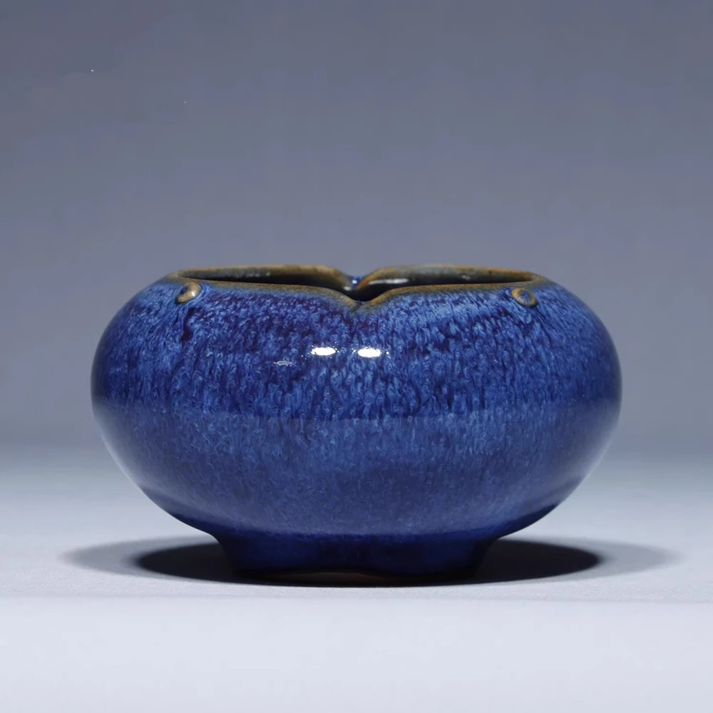 Jun Kilnware Song Jun Sky Blue Red Stain Drum Nails Washer Fully Handmade Waste Water Container Master Liu Chuan Bo