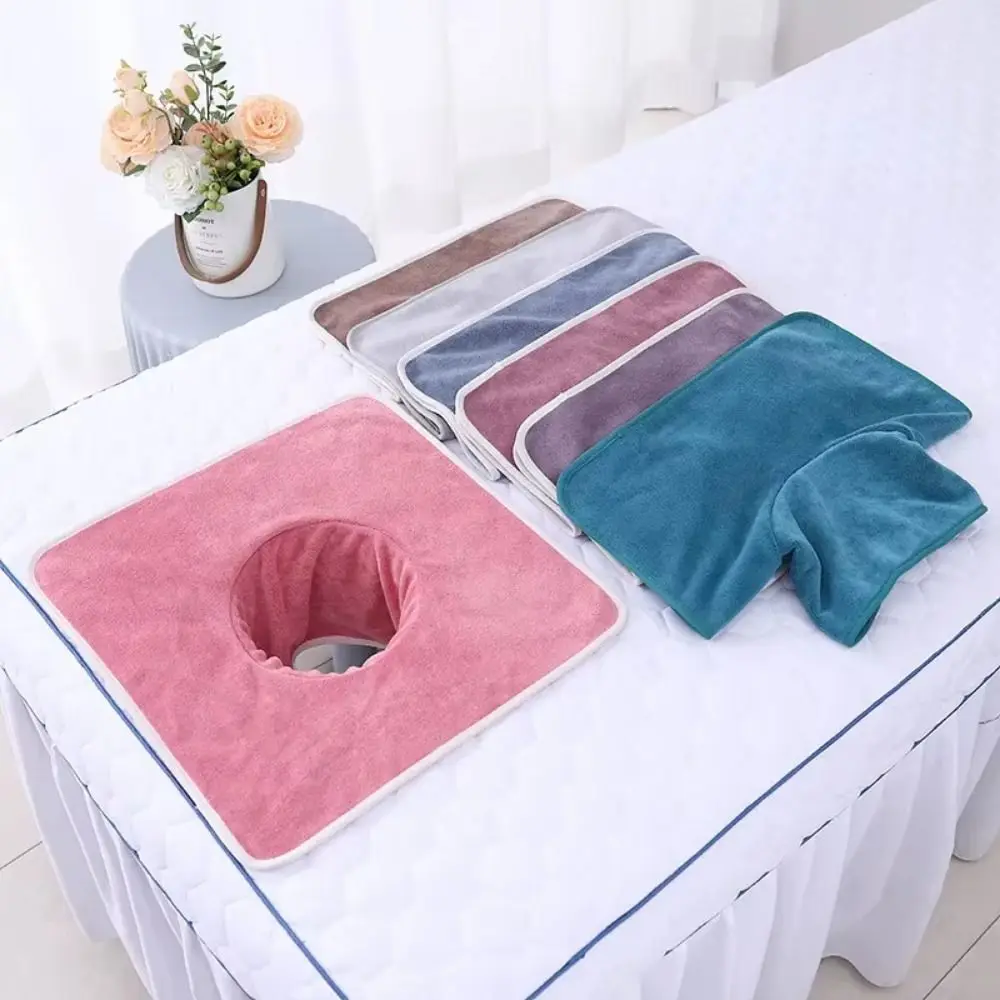 

Ergonomic Thickened Massage Face Towel Soft Breathable SPA Massage Towel Solid Color with Hole Headrest Pads SPA Center