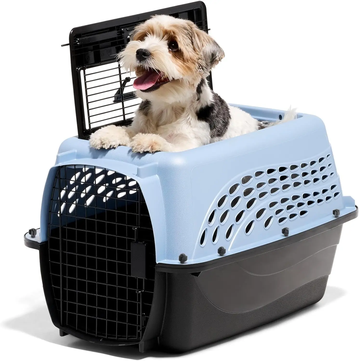 

Cat Carriers, Two-Door Plastic Pet Kennel, Top & Front Loading, Made in USA, 24", Blue pets