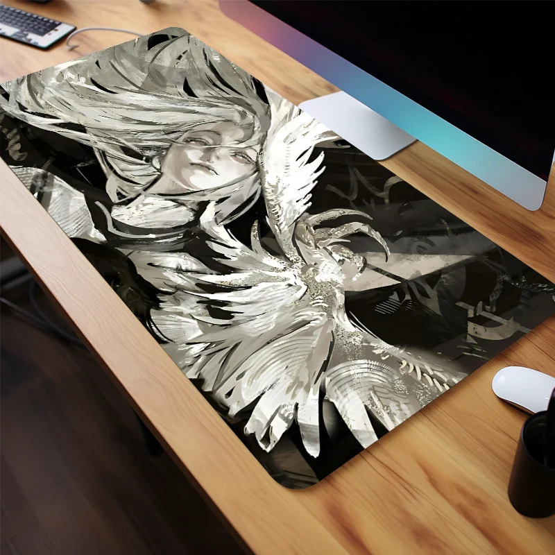 白髪の女の子 アニメスタイル マウスパッド デスクアクセサリー 滑り止めゴムベース ゲーマーやオフィス向け 友人やティーン向けのギフトに最適