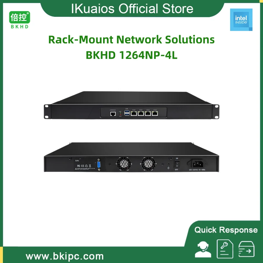 IKuaiOS Rackmount Network Appliance N100 4x2.5G Ethernet for Firewall Router Compatible with Pfsense Mikrotik Debian 1264NP-4L