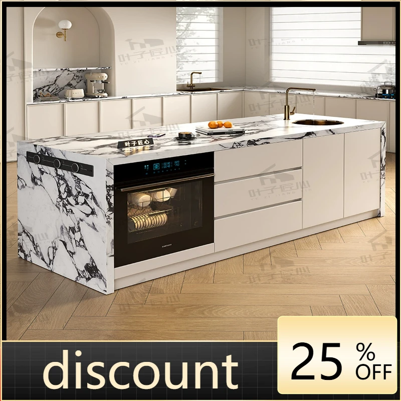 

LH opening method kitchen island table dining table integrated household living room rock slab bar multi-function