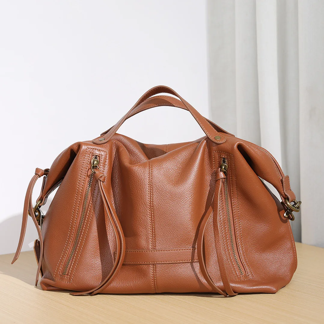 Leather Large Capacity Single Shoulder Crossbody  Personality Soft Leather Imported  Layer Cowhide Purses And Handbags