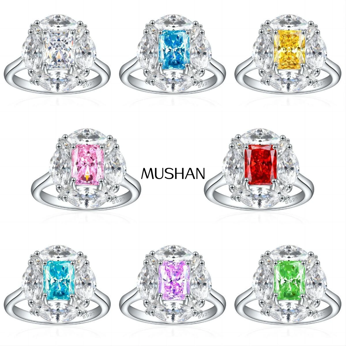 

MuShan Jewelry 925 Sterling Silver Ring Wedding Band High Carbon Diamond Christmas Gift Her Gift Women Rings Fine Jewelry