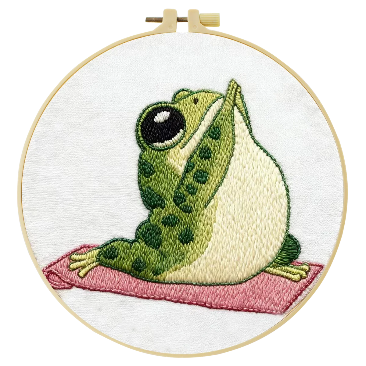 1 Stück 20X20CM/15X15CM 7,87/6,3 Zoll Frosch-Stickerei-Starter-Kit DIY-Kit DIY-Stickerei-Set Handarbeits-Set für Anfänger – Detail 3