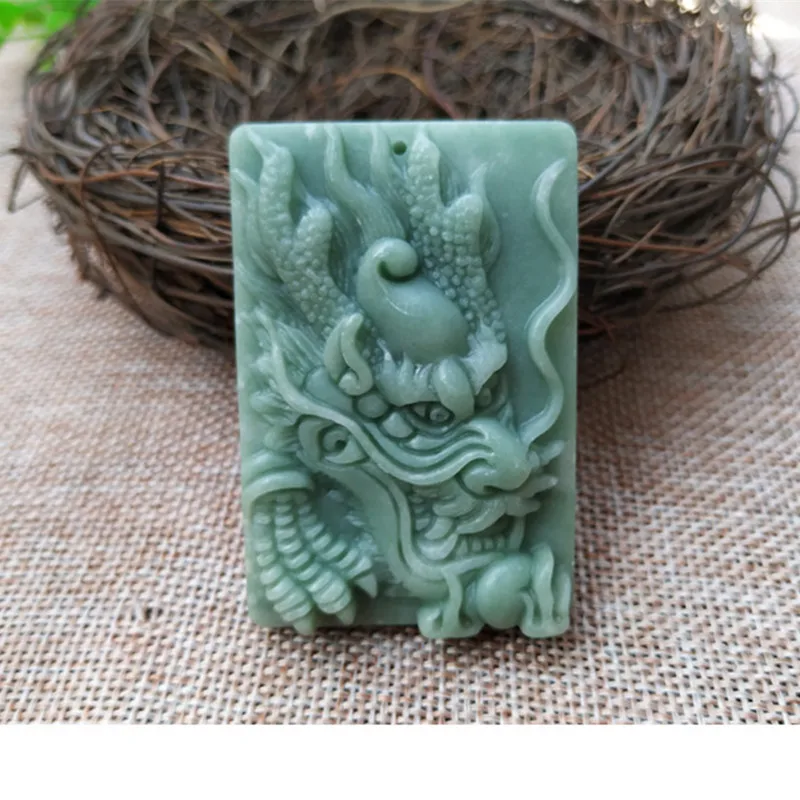 

Natural Bean Green Hand -carved Dragon Jade Pendant Fashion Boutique Jewelry Men's and Women's Twelve Zodiac Necklace Gifts