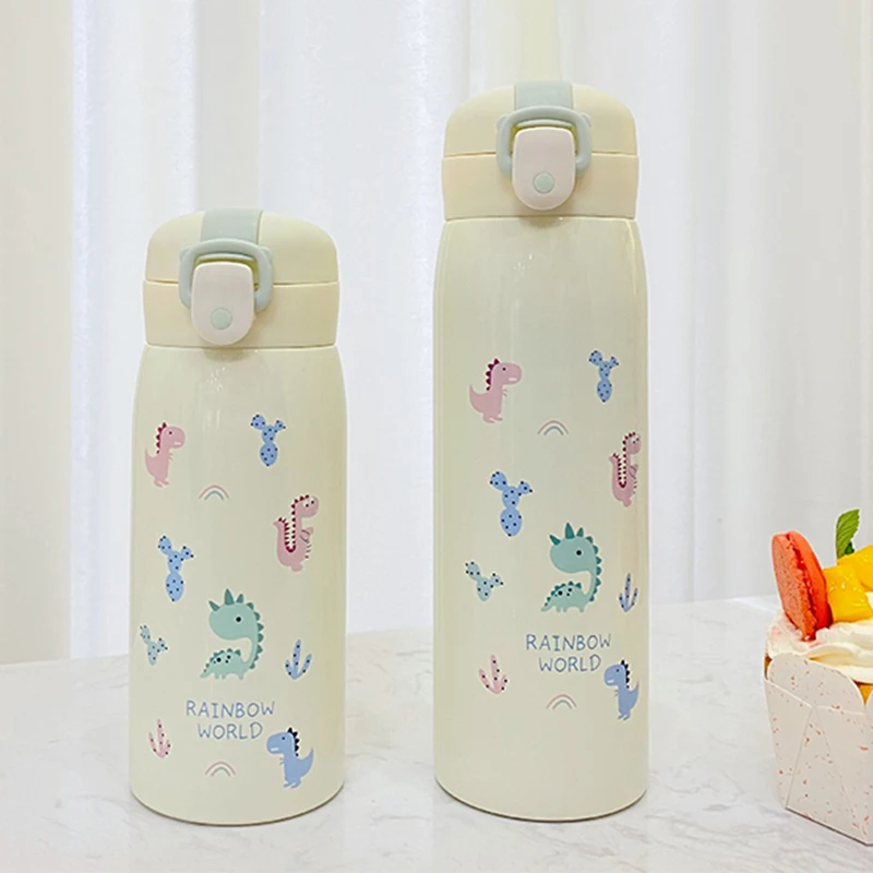 Thermal Water Bottle Cartoon Dinosaur Strap Insulation Cup Cute Cartoon Water Cup Stainless Steel Children\'s Water Bottle