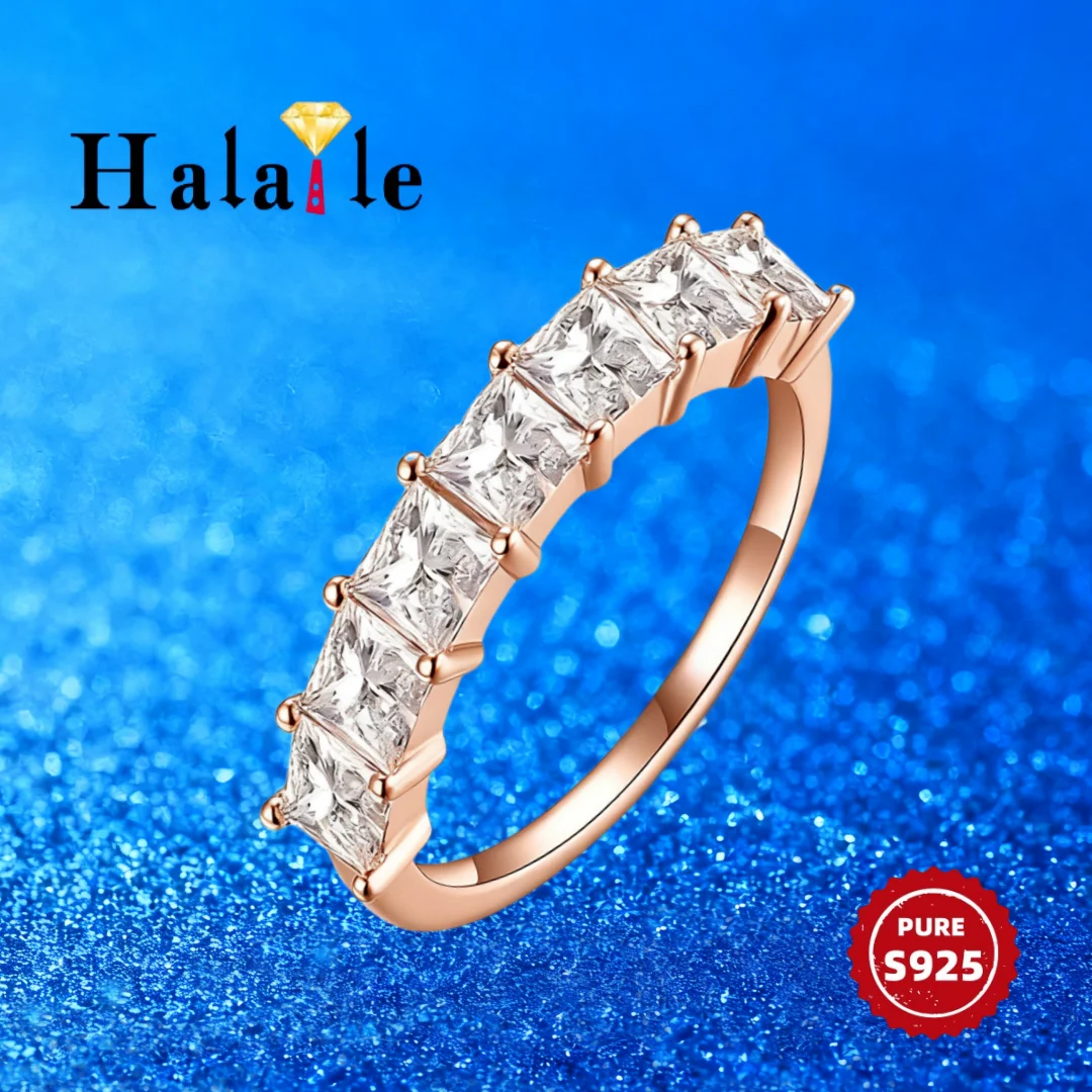 

Кольцо Halaile с муассанитом 1,75 карата для женщин, огранка принцессы, стерлинговое серебро S925, изысканный элегантный сверкающий подарок на годовщину свадьбы