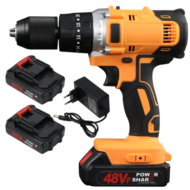 

48V Cordless Drill Electric Screwdriver Mini Wireless Power Driver DC Lithium-Ion Battery 3/8-Inch 2 Speed Power Tools