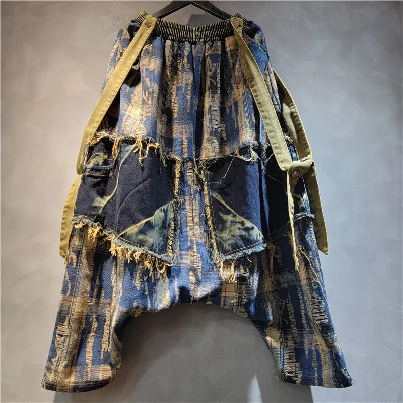 WTHT mode femmes irrégulière Patchwork revers Denim veste à la mode 2025 été bavure bord taille élastique jean femme 1LS1809