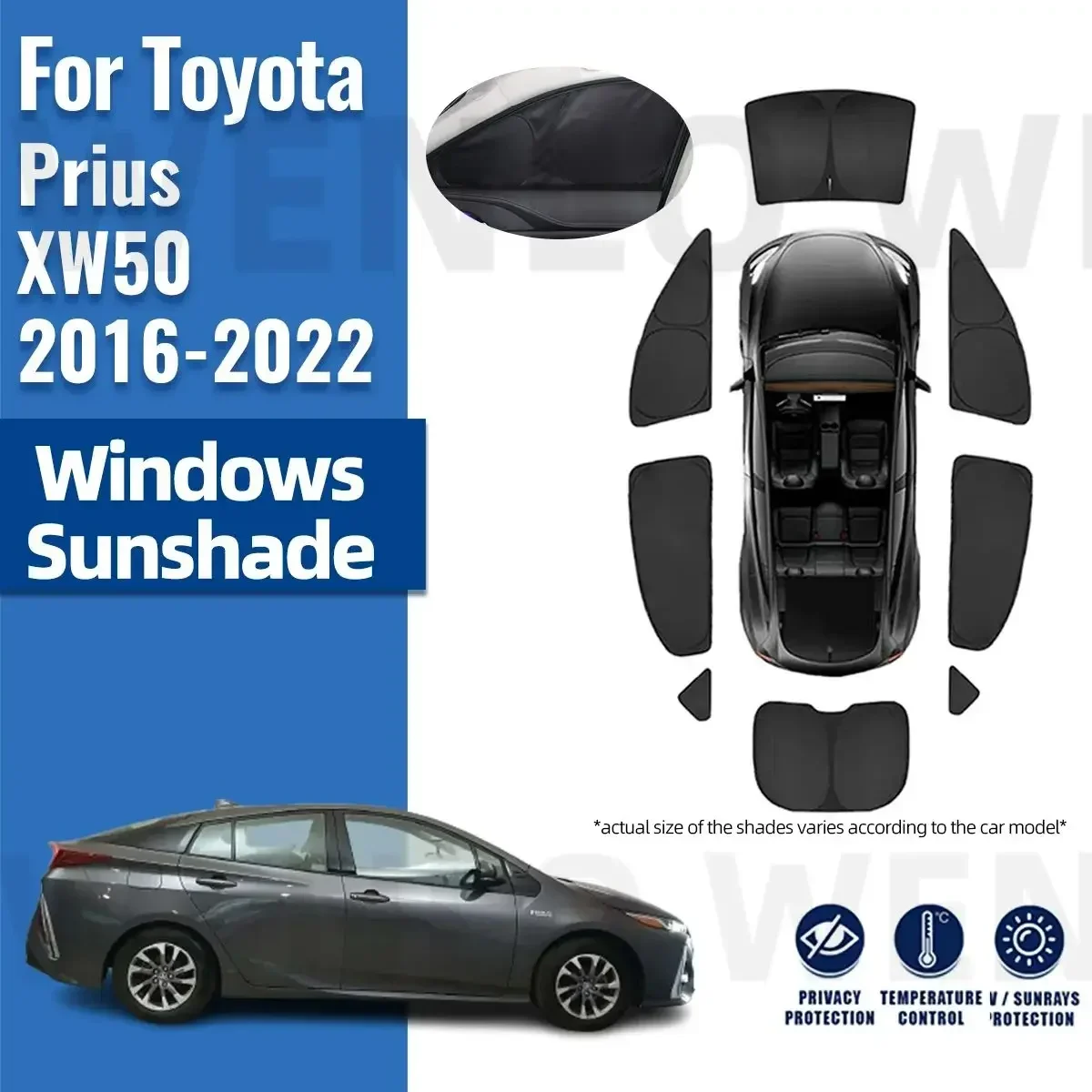 For Toyota Prius XW50 2016-2020 2021 2022 Full Cover Car Sunshade Front Windshield Curtain Rear Side Window Sun Shades Shield