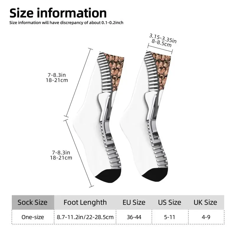 Presente de rosto com zíper masculino divertido personalizado para pai meias unissex quentes respiráveis com impressão 3D meias
