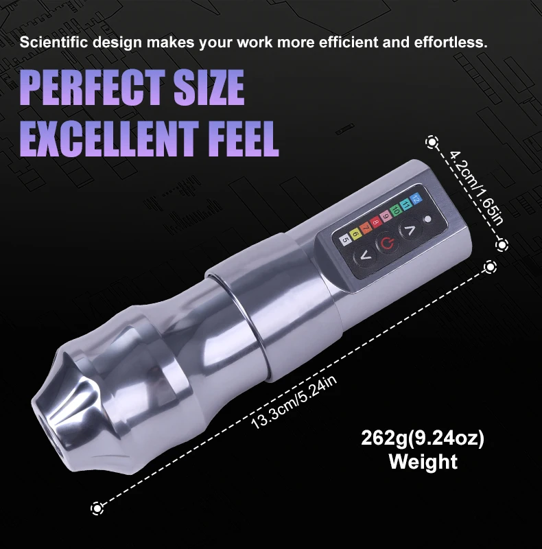 New Professional Wireless  4.0mm Tattoo Gun Machine LED Wireless 4 Colors Dual Batteries Tattoo Machine