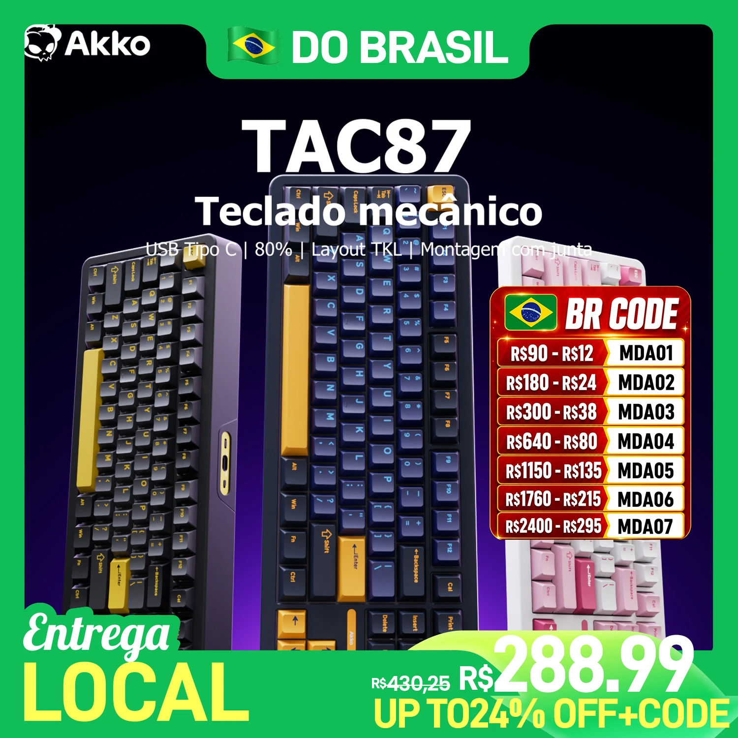 Akko tac87 teclado mecânico 80% tcl personalizado hot-swappable rgb usb com fio estrutura de junta de teclado para jogos