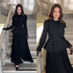 Customized Saudi Arabia As Picture Color A-line Floor Length Skirts Draped Layered Tulle Applique Bespoke Occasion Dresses Forma