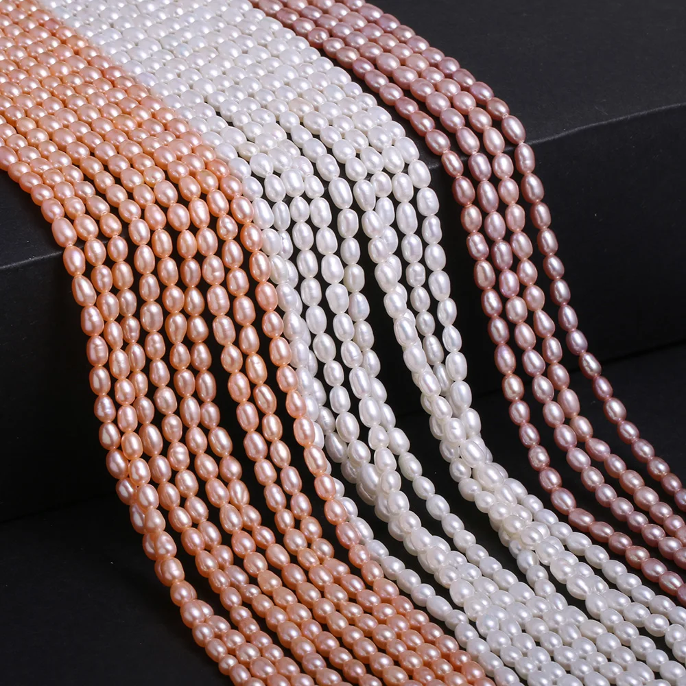 

3.5-4mm Natural Freshwater Pearls Delicate Rice Shape Pearl Beads for Jewelry Making Supplies DIY Necklace Bracelet Accessories