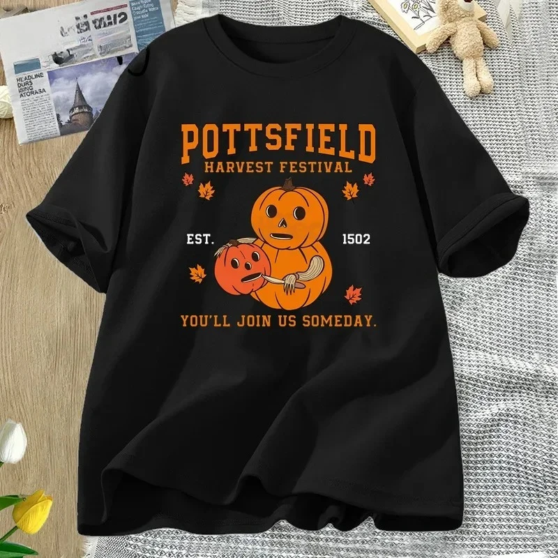 

Pottsfield Harvest Festival T Shirt Over The Garden Wall Vintage Pumpkin Halloween T-shirt Women Fall Graphic Summer Streetwear
