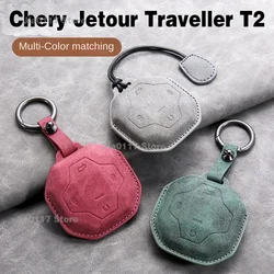 Suede Leather Car Remote Key Case Cover Shell For Chery Jetour Traveller T2 Keychain Accessories Free shipping