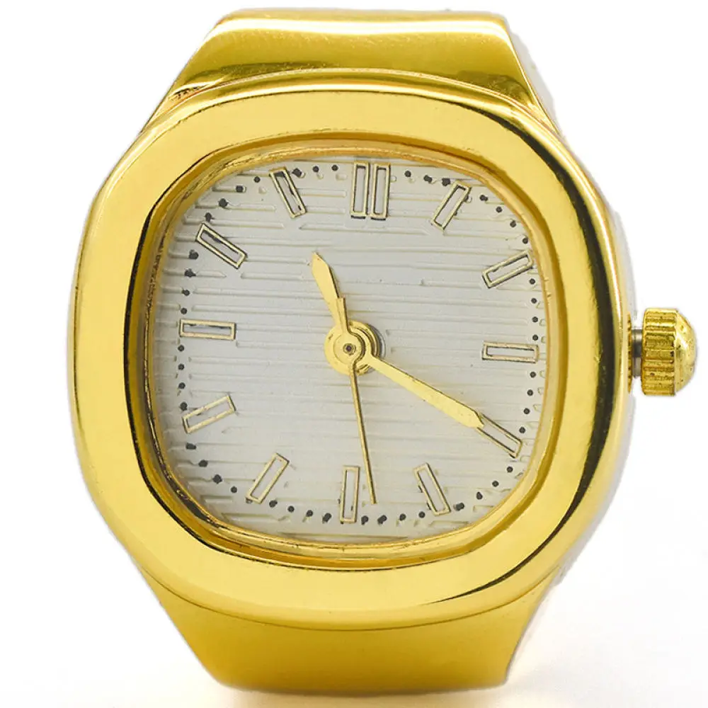 Trendy Square Finger Quartz Watch Elegant Alloy Ring Clock Portable Multifunctional Jewelry For Students Unisex