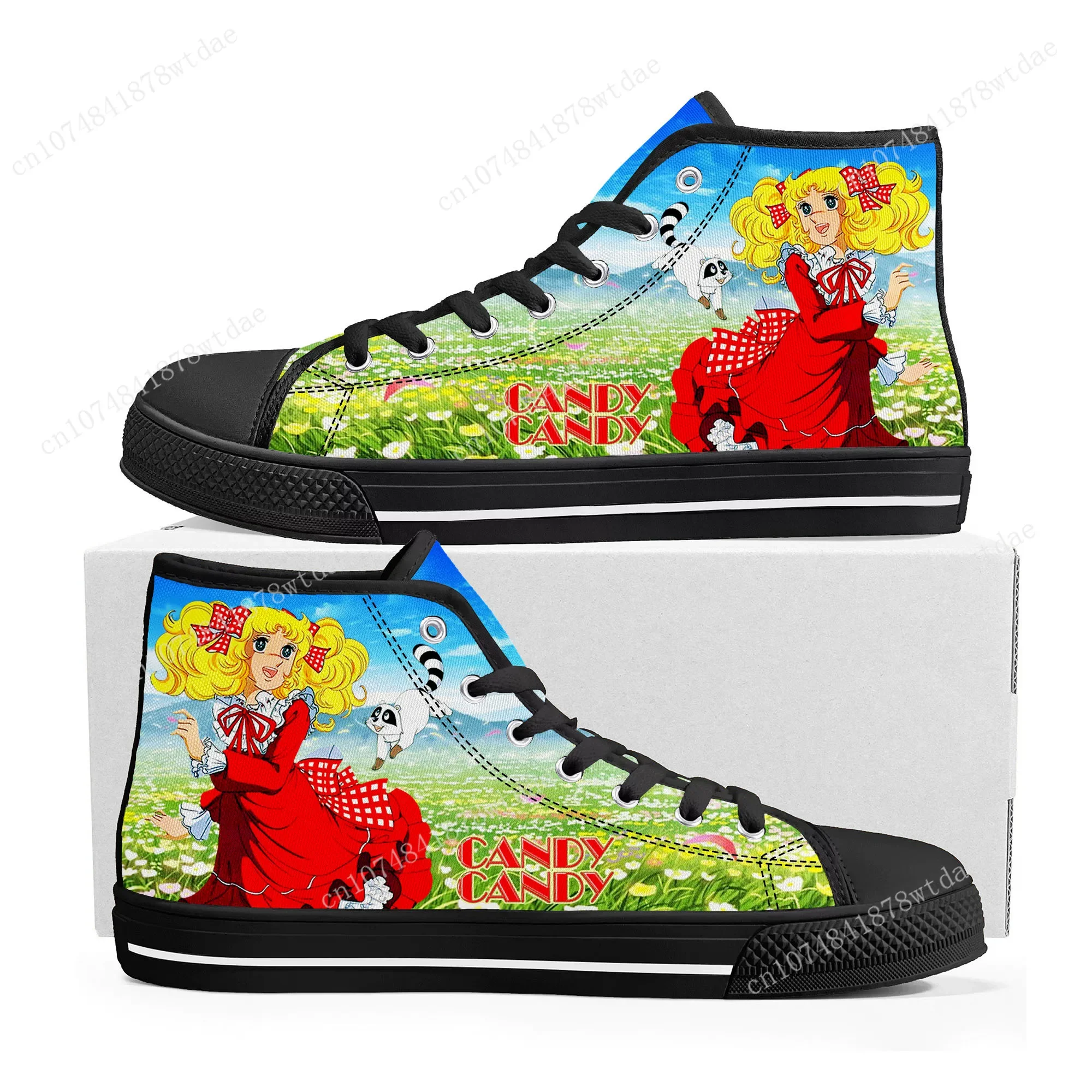 Candy Candy High Top Sneakers Heren Dames Tiener Hoge Kwaliteit Canvas Sneaker Anime Cartoon Casual Op Maat Gemaakte Schoenen